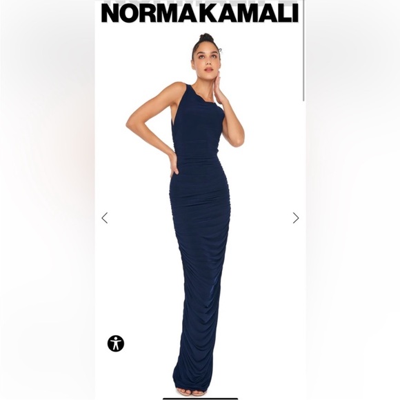 Norma Kamali Dresses & Skirts - Norma Kamali Sleeveless Side Shirred Dark Blue Navy Maxi Dress Gown